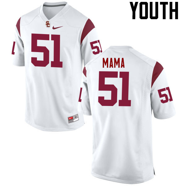 Youth #51 Damien Mama USC Trojans College Football Jerseys-White